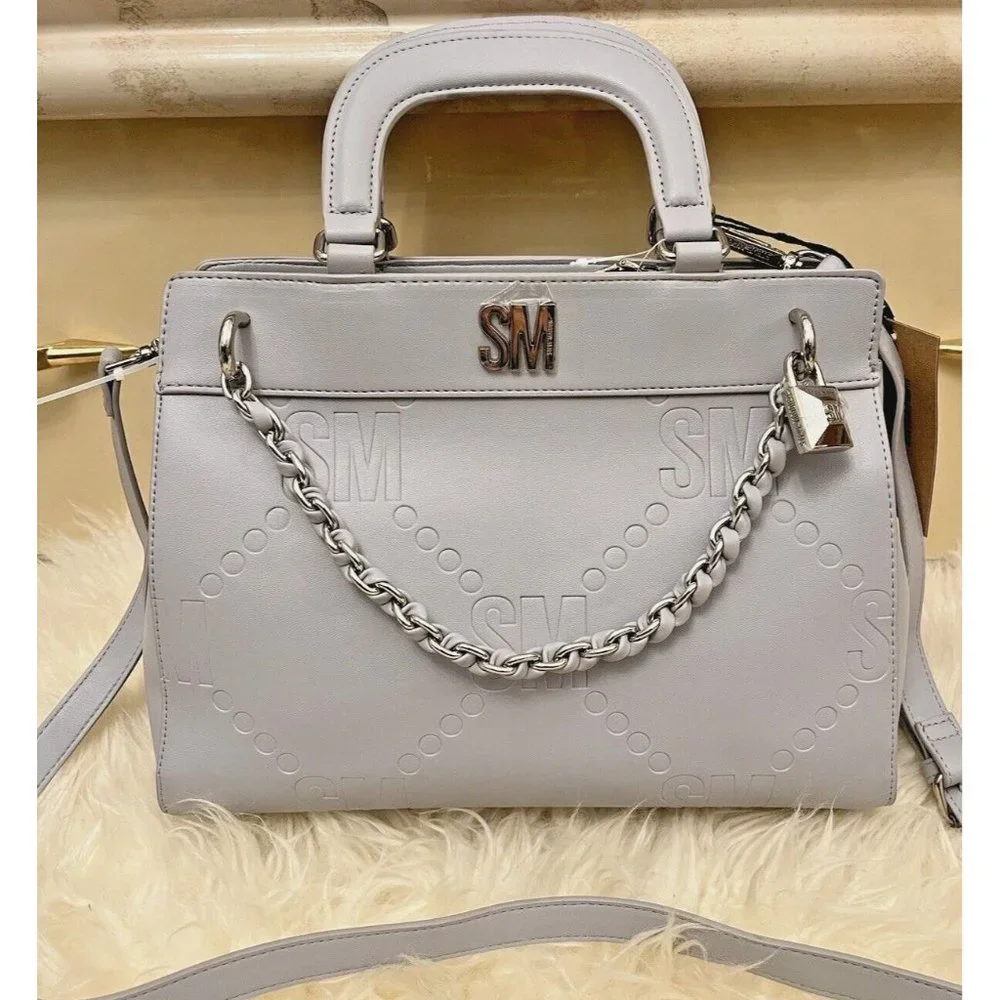 NWT STEVE MADDEN BLISHA SATCHEL CROSSBODY HAND BAG FOG TIK TOK VIRAL TRENDY - Picture 2 of 7